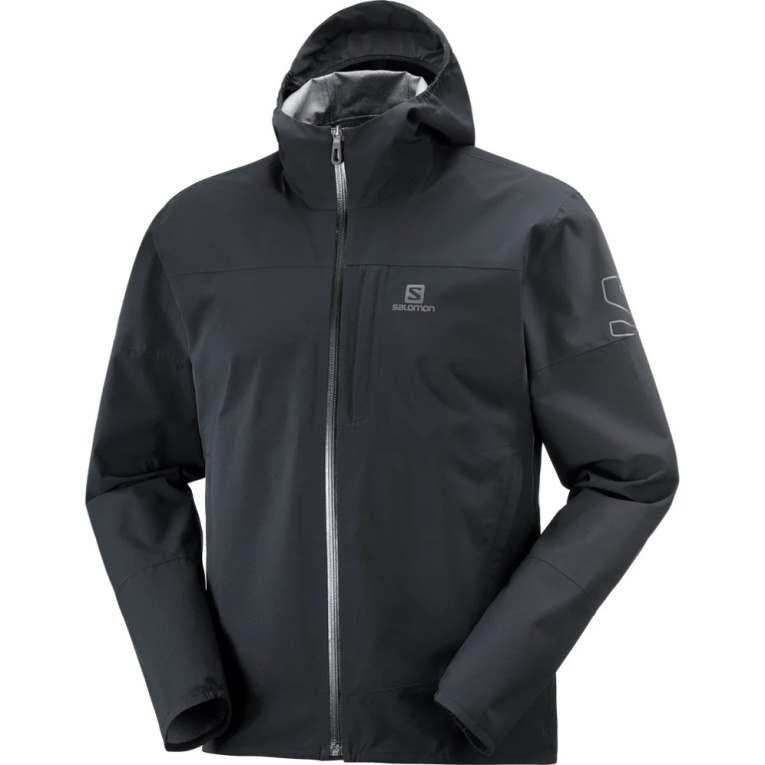 Black Salomon Outrack Waterproof 2.5L Men's Shell Jackets | IE FQ6039